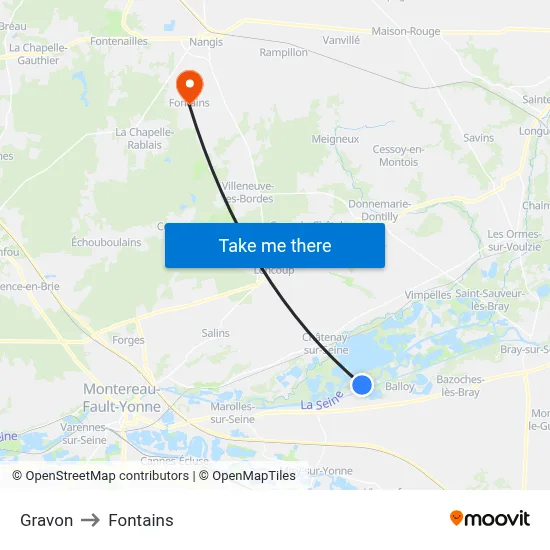 Gravon to Fontains map