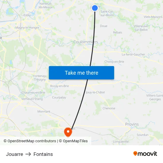 Jouarre to Fontains map