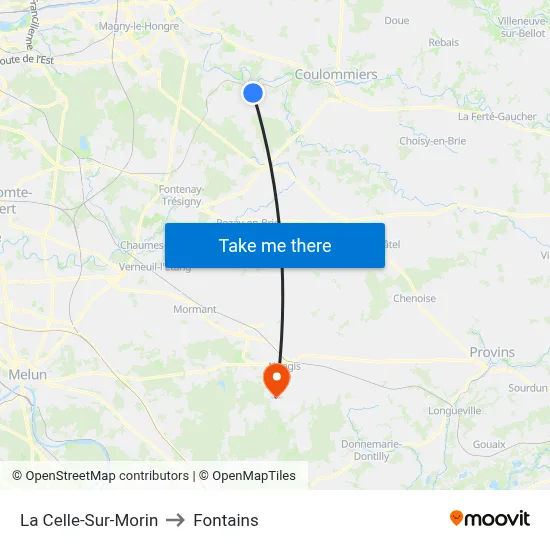 La Celle-Sur-Morin to Fontains map