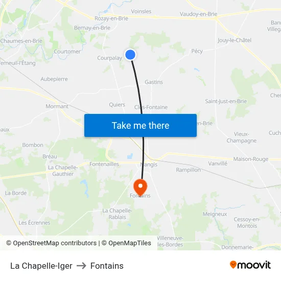 La Chapelle-Iger to Fontains map