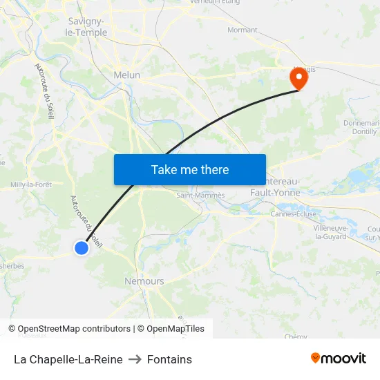 La Chapelle-La-Reine to Fontains map