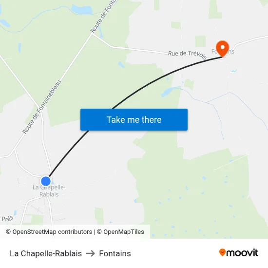 La Chapelle-Rablais to Fontains map