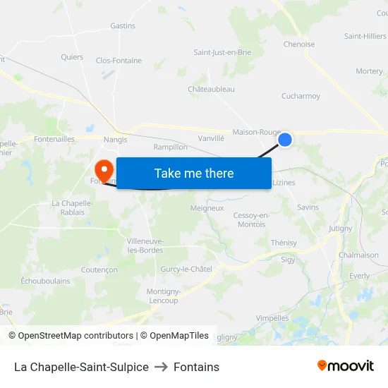 La Chapelle-Saint-Sulpice to Fontains map