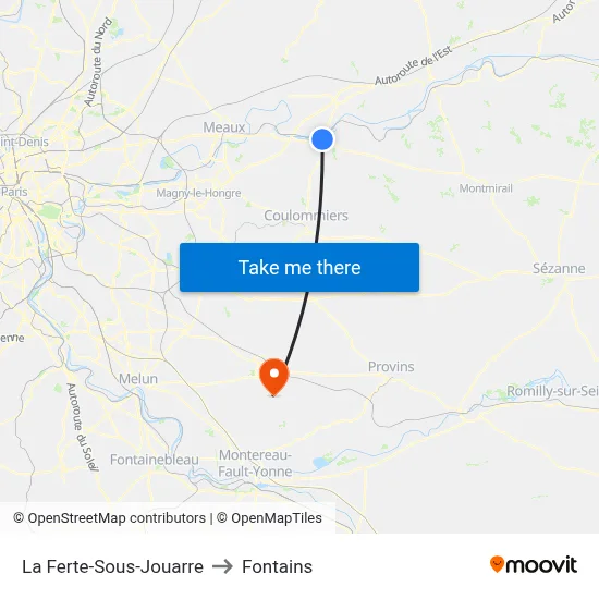 La Ferte-Sous-Jouarre to Fontains map
