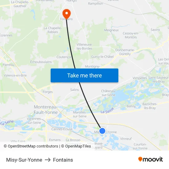 Misy-Sur-Yonne to Fontains map