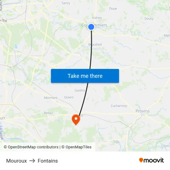Mouroux to Fontains map