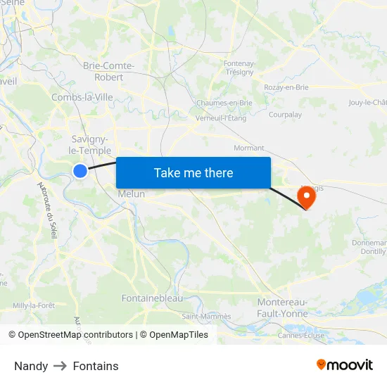 Nandy to Fontains map