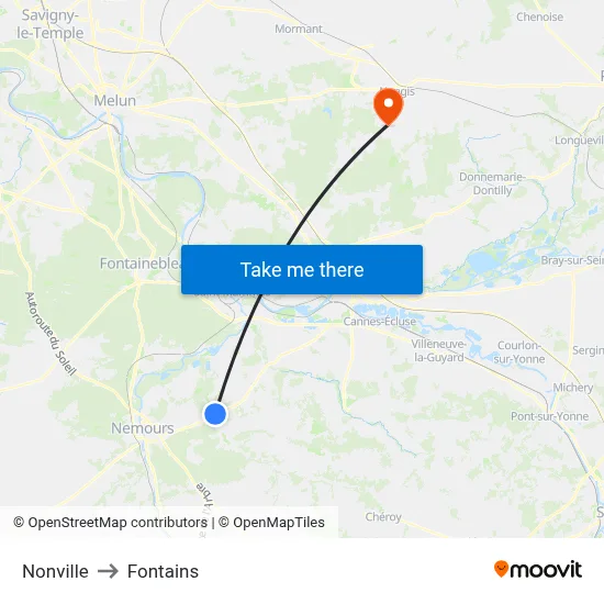 Nonville to Fontains map
