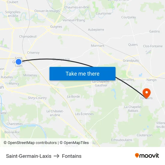 Saint-Germain-Laxis to Fontains map