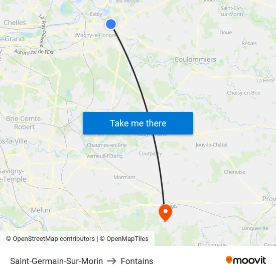 Saint-Germain-Sur-Morin to Fontains map