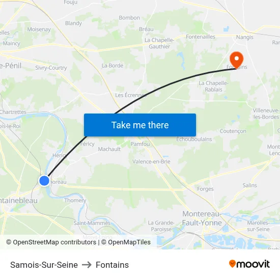 Samois-Sur-Seine to Fontains map