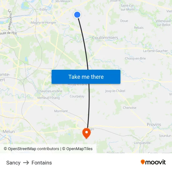 Sancy to Fontains map