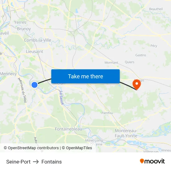 Seine-Port to Fontains map