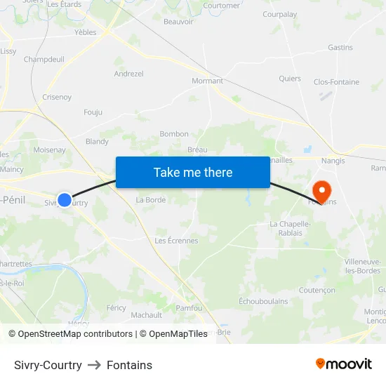 Sivry-Courtry to Fontains map