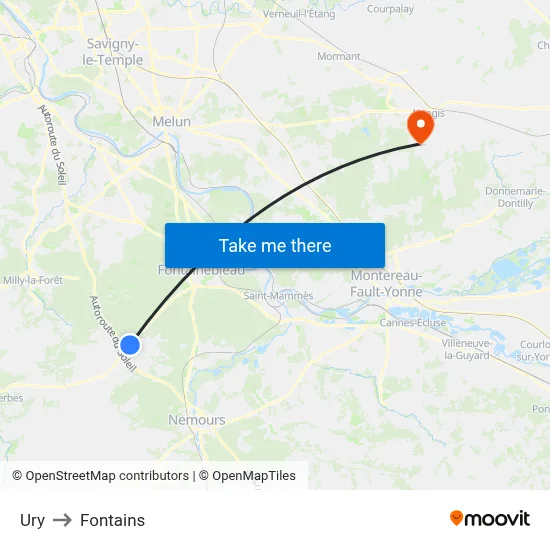 Ury to Fontains map