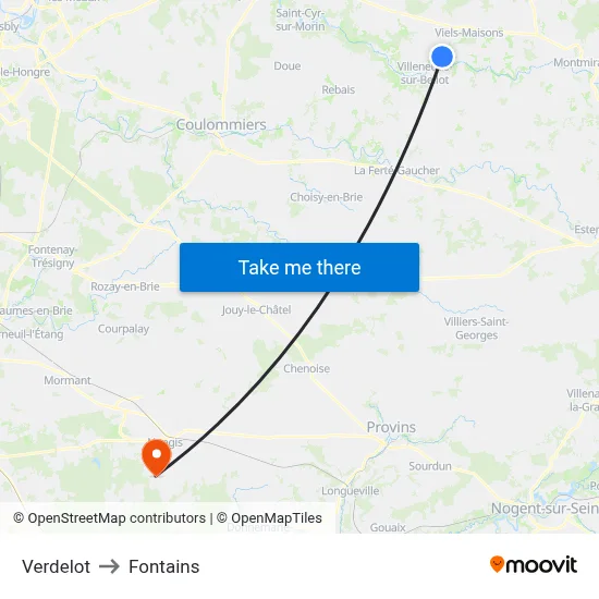 Verdelot to Fontains map