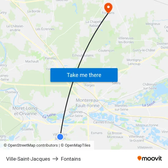 Ville-Saint-Jacques to Fontains map