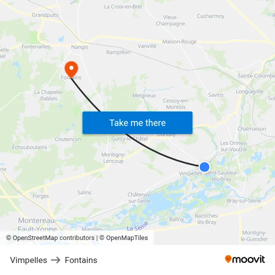 Vimpelles to Fontains map