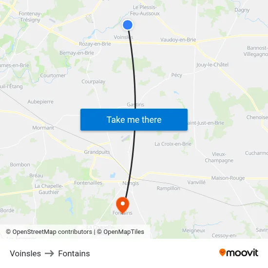 Voinsles to Fontains map