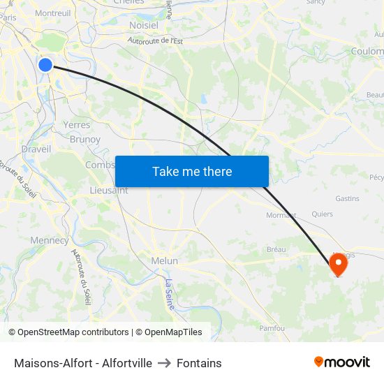 Maisons-Alfort - Alfortville to Fontains map