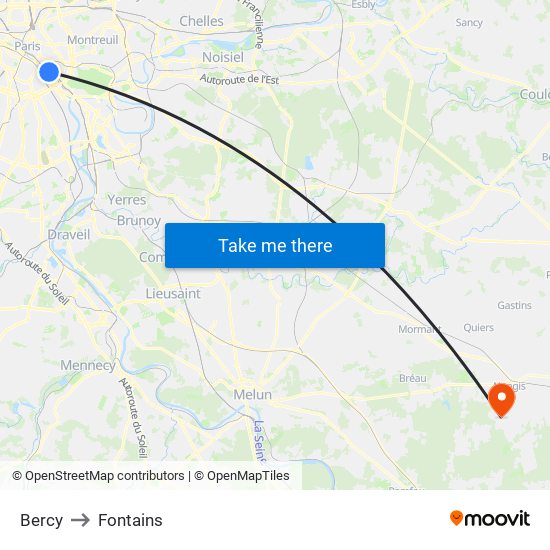 Bercy to Fontains map