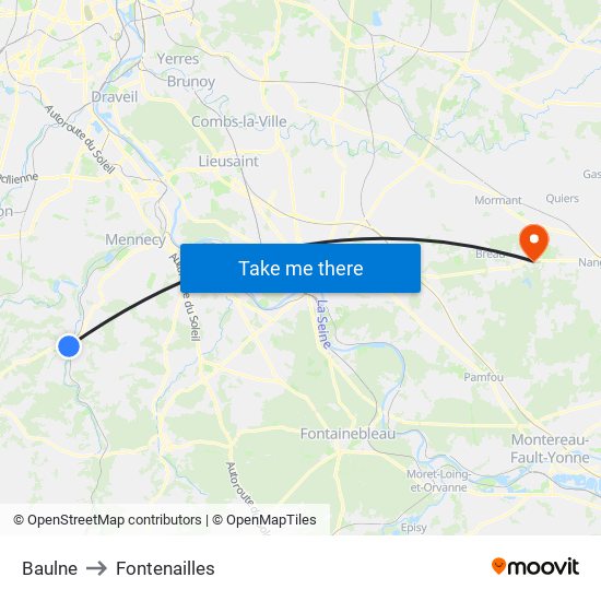 Baulne to Fontenailles map
