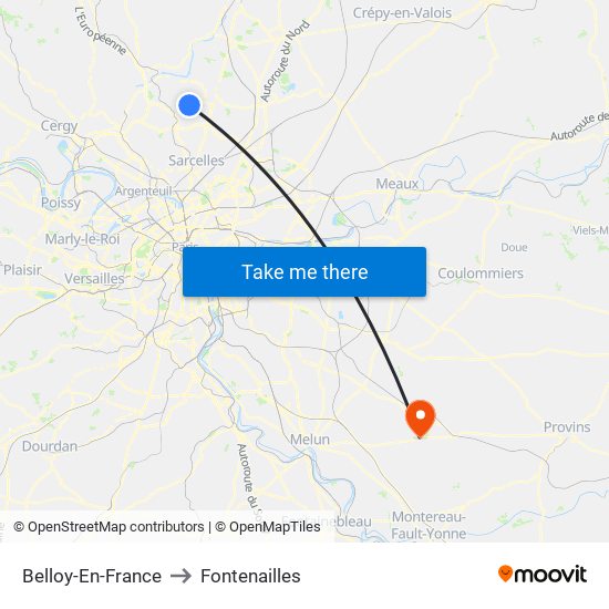 Belloy-En-France to Fontenailles map