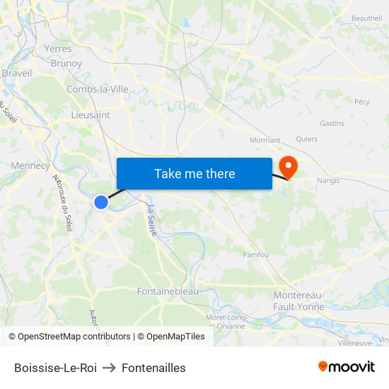 Boissise-Le-Roi to Fontenailles map
