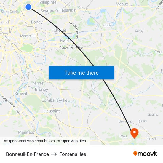 Bonneuil-En-France to Fontenailles map