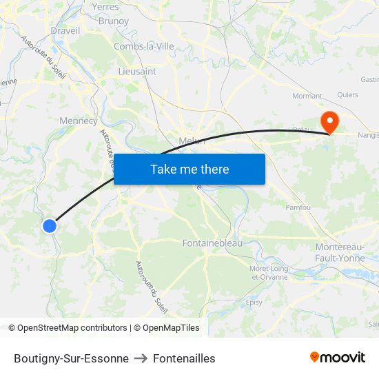 Boutigny-Sur-Essonne to Fontenailles map