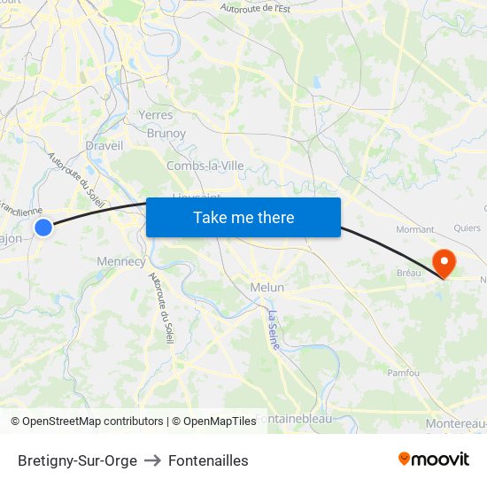 Bretigny-Sur-Orge to Fontenailles map