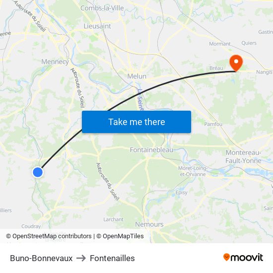 Buno-Bonnevaux to Fontenailles map