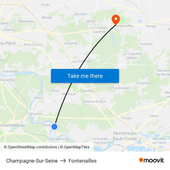 Champagne-Sur-Seine to Fontenailles map