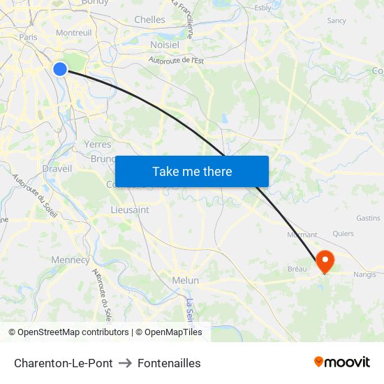 Charenton-Le-Pont to Fontenailles map