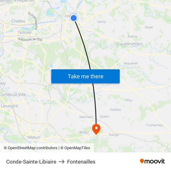 Conde-Sainte-Libiaire to Fontenailles map