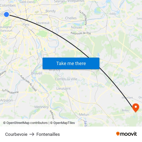 Courbevoie to Fontenailles map