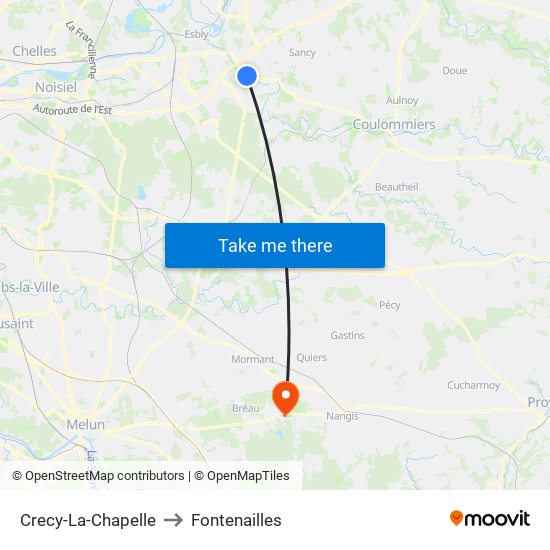 Crecy-La-Chapelle to Fontenailles map