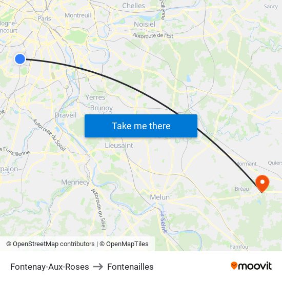 Fontenay-Aux-Roses to Fontenailles map