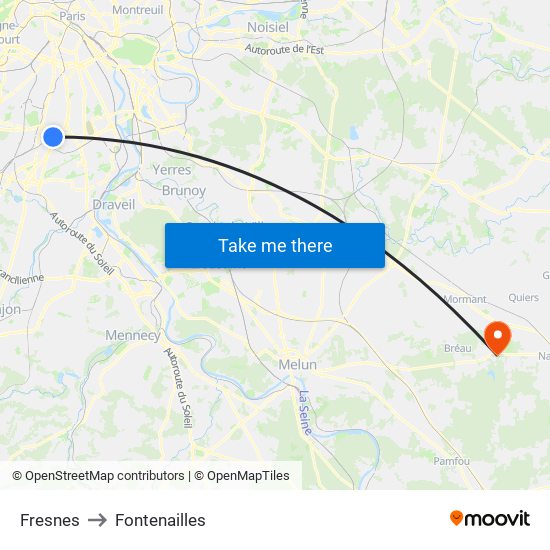 Fresnes to Fontenailles map