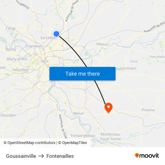 Goussainville to Fontenailles map