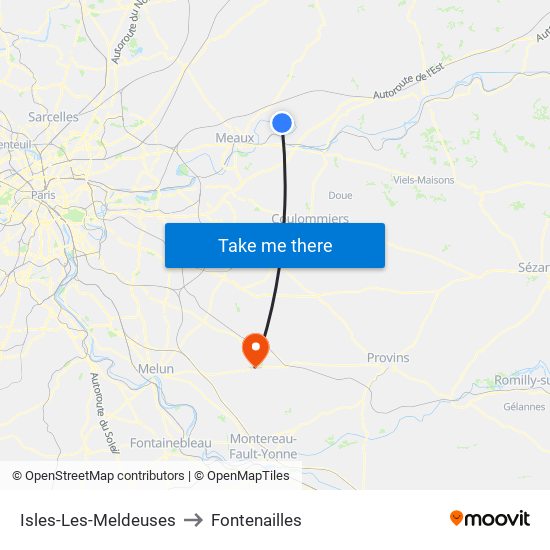 Isles-Les-Meldeuses to Fontenailles map