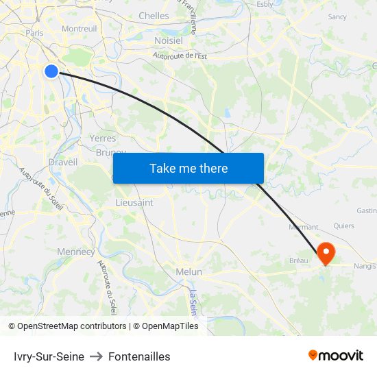 Ivry-Sur-Seine to Fontenailles map