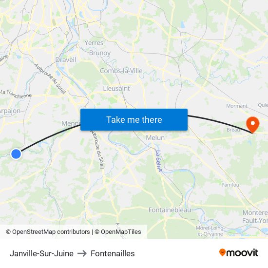 Janville-Sur-Juine to Fontenailles map