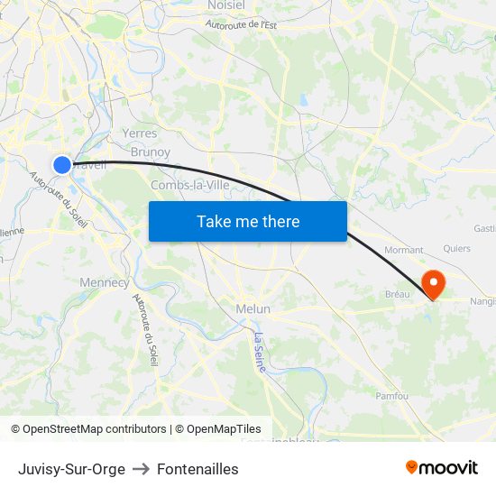 Juvisy-Sur-Orge to Fontenailles map