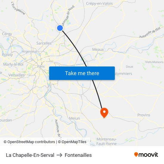 La Chapelle-En-Serval to Fontenailles map