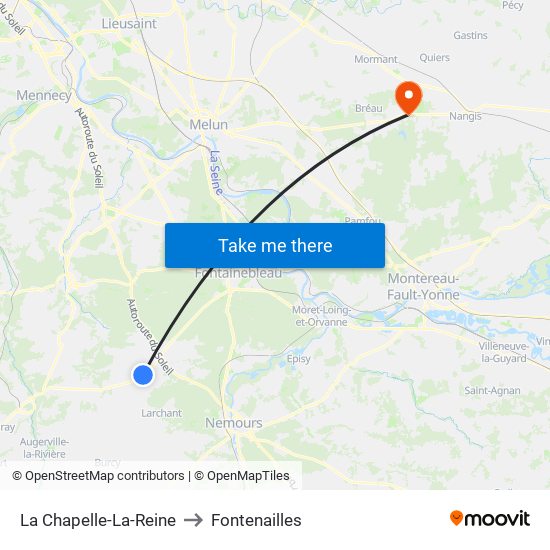 La Chapelle-La-Reine to Fontenailles map