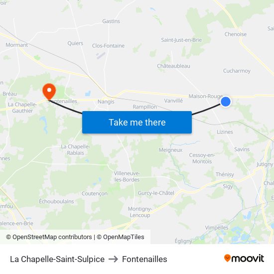 La Chapelle-Saint-Sulpice to Fontenailles map