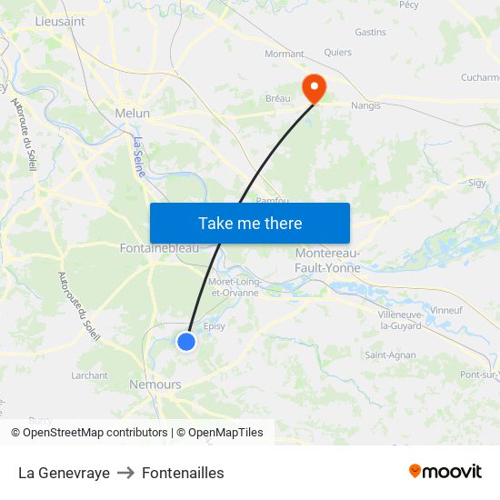 La Genevraye to Fontenailles map