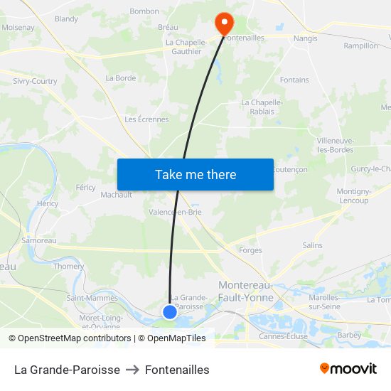 La Grande-Paroisse to Fontenailles map