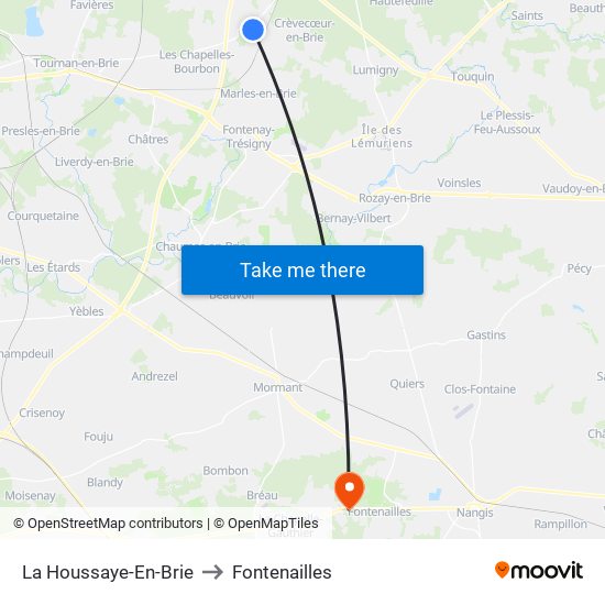 La Houssaye-En-Brie to Fontenailles map